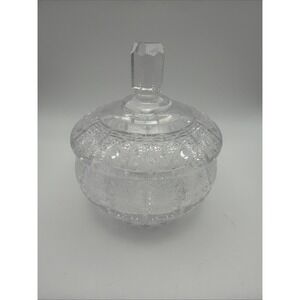 Ceska Czech Bohemian Cut Crystal Covered Candy Bowl Lidded Dish